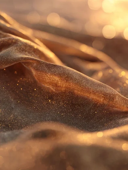 Folds of golden fabric catching the light